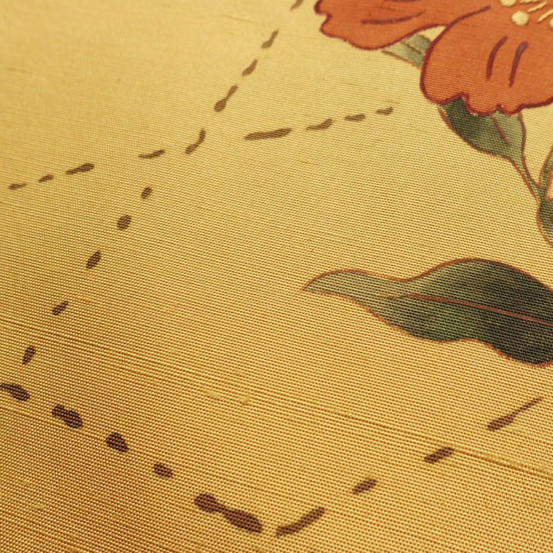 名古屋帯 太鼓柄 良品 正絹 花柄 名古屋仕立て なごや帯 リサイクル帯 帯 シンプル 黄・黄土色_画像7