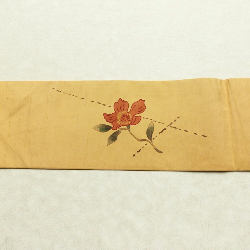 名古屋帯 太鼓柄 良品 正絹 花柄 名古屋仕立て なごや帯 リサイクル帯 帯 シンプル 黄・黄土色_画像14