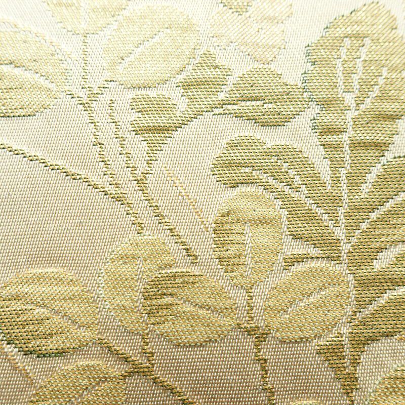 名古屋帯 六通柄 正絹 花柄 名古屋仕立て なごや帯 リサイクル帯 帯 箔 金糸 ベージュ_画像4