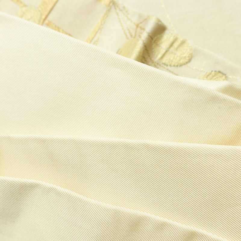 名古屋帯 六通柄 正絹 花柄 名古屋仕立て なごや帯 リサイクル帯 帯 箔 金糸 ベージュ_画像18