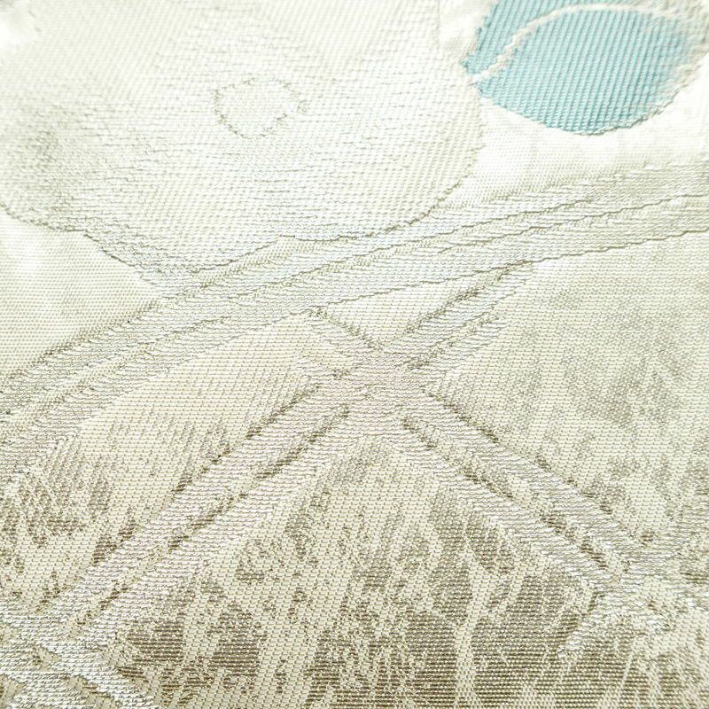 名古屋帯 六通柄 正絹 花柄 名古屋仕立て なごや帯 リサイクル帯 帯 箔 白_画像4