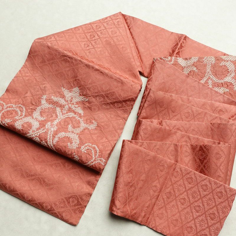 名古屋帯 太鼓柄 絞り 正絹 幾何学柄・抽象柄 名古屋仕立て なごや帯 リサイクル帯 帯 ピンク_画像19