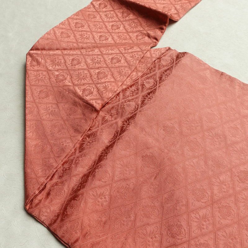 名古屋帯 太鼓柄 絞り 正絹 幾何学柄・抽象柄 名古屋仕立て なごや帯 リサイクル帯 帯 ピンク_画像21