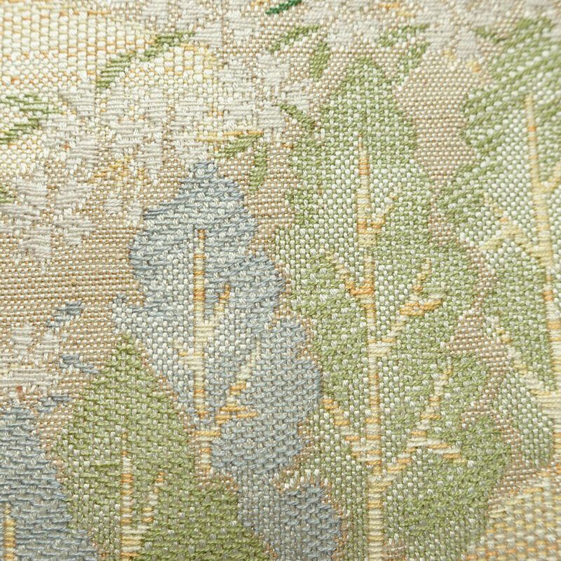 名古屋帯 六通柄 美品 正絹 風景柄 通し仕立て なごや帯 リサイクル帯 帯 ベージュ_画像4