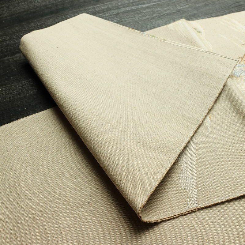 名古屋帯 六通柄 美品 正絹 風景柄 通し仕立て なごや帯 リサイクル帯 帯 ベージュ_画像10