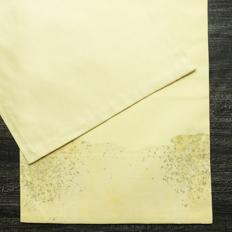 名古屋帯 太鼓柄 良品 正絹 花柄 通し仕立て なごや帯 リサイクル帯 帯 刺繍 箔 黄・黄土色_画像14