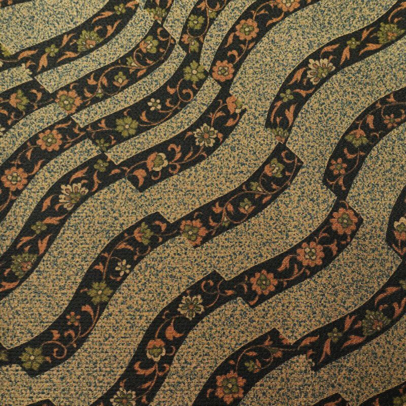 小紋 良品 しつけ糸付き 正絹 幾何学柄・抽象柄 袷仕立て 身丈166.5cm 裄丈67cm リサイクル着物 着物 未使用品 茶_画像7