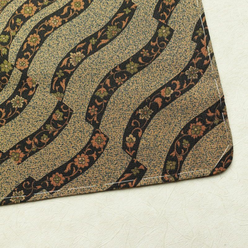 小紋 良品 しつけ糸付き 正絹 幾何学柄・抽象柄 袷仕立て 身丈166.5cm 裄丈67cm リサイクル着物 着物 未使用品 茶_画像16