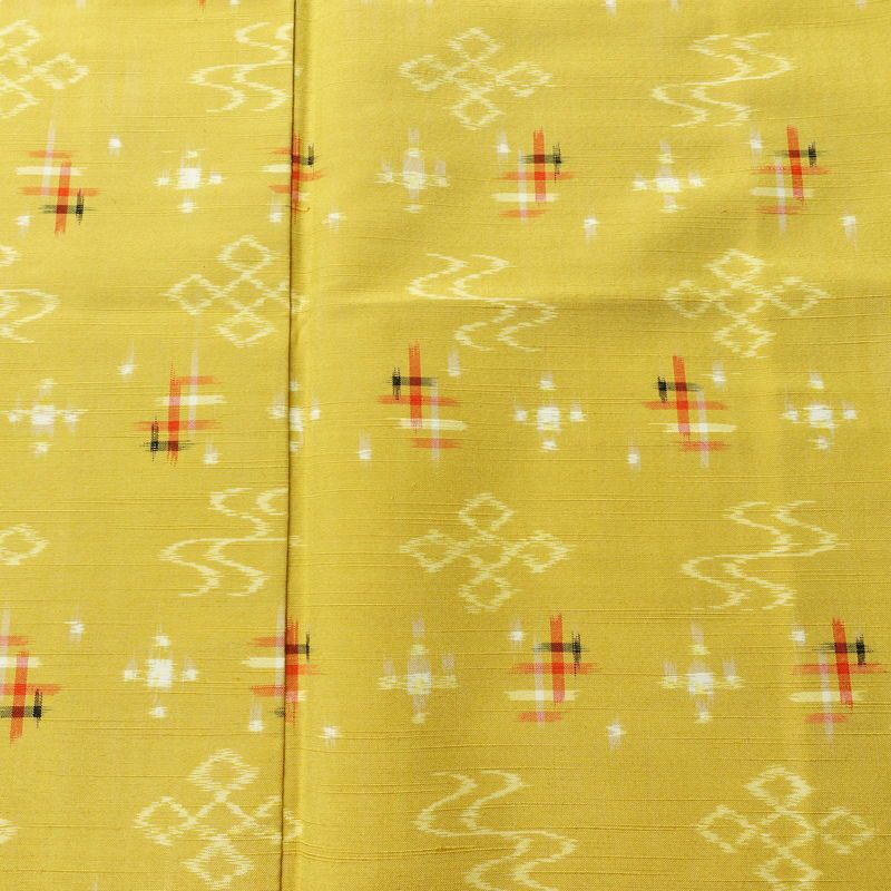 紬 良品 正絹 古典柄 袷仕立て 身丈155.5cm 裄丈63.5cm リサイクル着物 着物 モダン 黄・黄土色_画像6