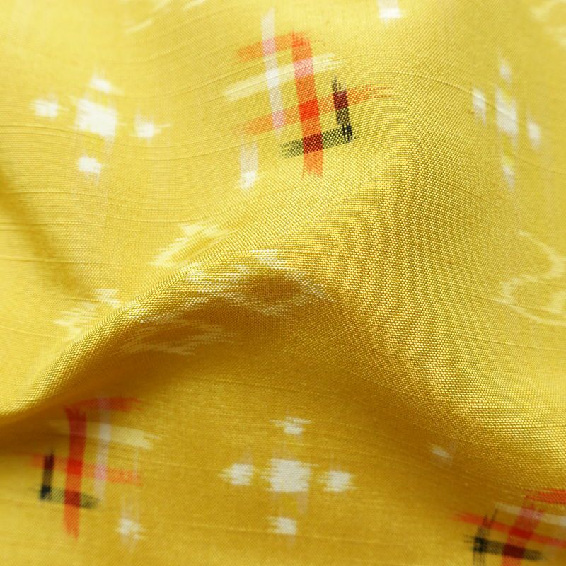 紬 良品 正絹 古典柄 袷仕立て 身丈155.5cm 裄丈63.5cm リサイクル着物 着物 モダン 黄・黄土色_画像20