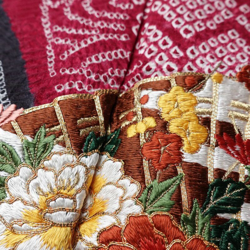 振袖 金駒刺繍 絞り 正絹 古典柄 袷仕立て 身丈168.5cm 裄丈68cm リサイクル着物 着物 刺繍 箔 成人式 二十歳 二十歳の集い フォーマル 赤紫 紫・藤色_画像9