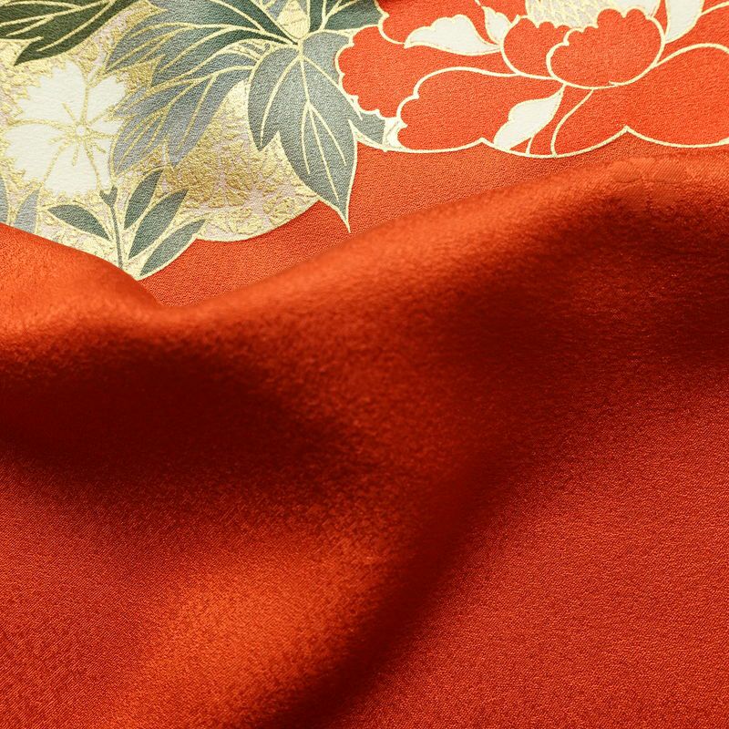 振袖 良品 金駒刺繍 トールサイズ 正絹 花柄 袷仕立て 身丈178.5cm 裄丈71.5cm リサイクル着物 着物 箔 成人式 二十歳 二十歳の集い フォーマル 紅葉 松 菊 桜 橙_画像21