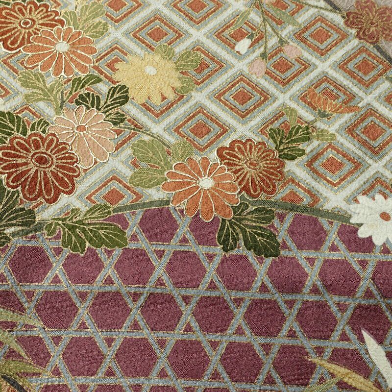 訪問着 一つ紋付き 正絹 古典柄 袷仕立て 身丈162cm 裄丈64cm リサイクル着物 着物 金彩 入学式 卒業式 七五三 お宮参り フォーマル 紫・藤色_画像7