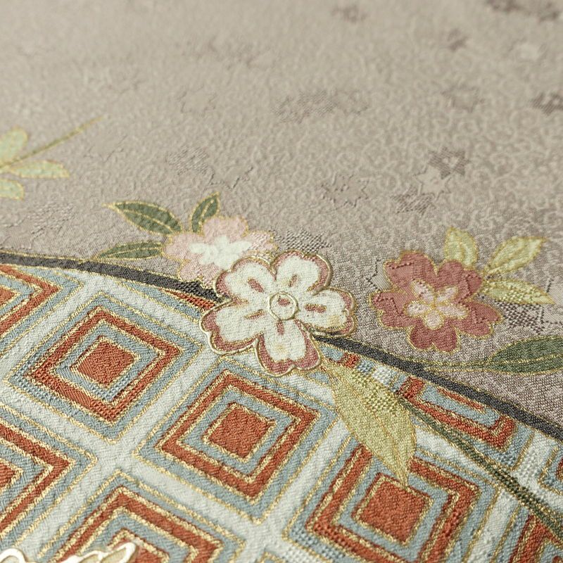 訪問着 一つ紋付き 正絹 古典柄 袷仕立て 身丈162cm 裄丈64cm リサイクル着物 着物 金彩 入学式 卒業式 七五三 お宮参り フォーマル 紫・藤色_画像9