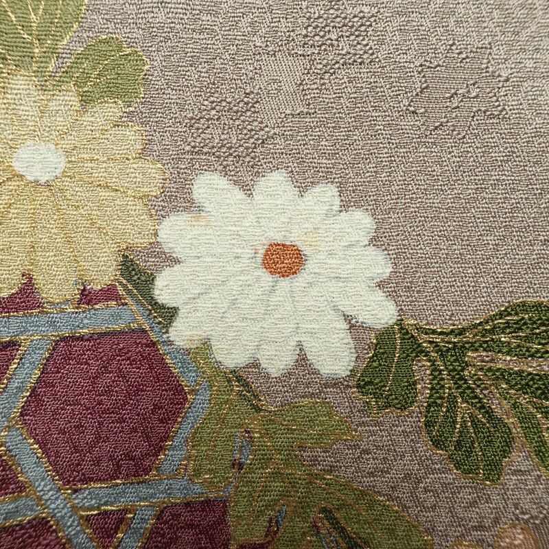 訪問着 一つ紋付き 正絹 古典柄 袷仕立て 身丈162cm 裄丈64cm リサイクル着物 着物 金彩 入学式 卒業式 七五三 お宮参り フォーマル 紫・藤色_画像11