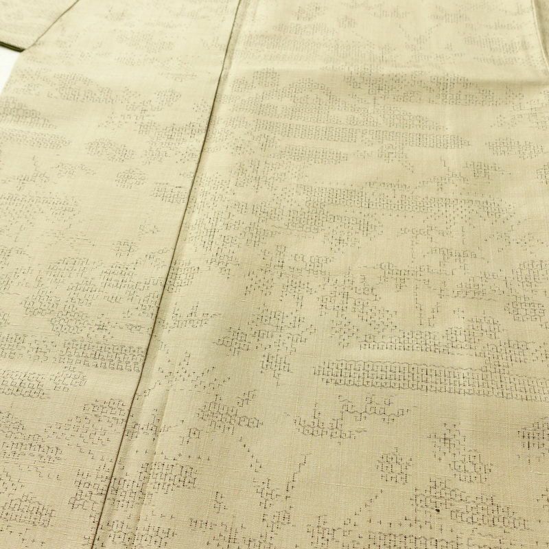 紬 良品 正絹 古典柄 袷仕立て 身丈167.5cm 裄丈66.5cm リサイクル着物 着物 ベージュ_画像5