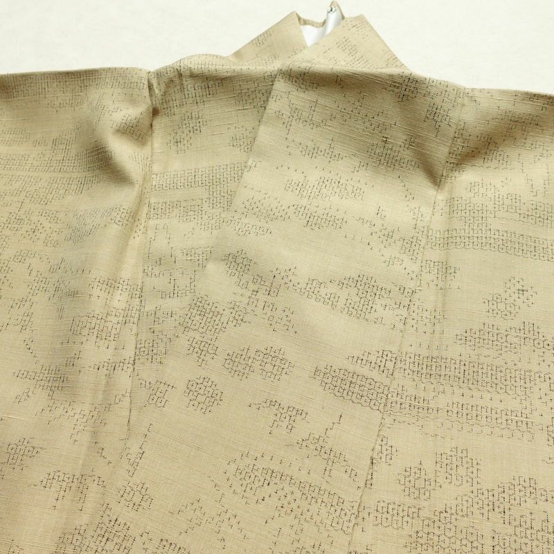 紬 良品 正絹 古典柄 袷仕立て 身丈167.5cm 裄丈66.5cm リサイクル着物 着物 ベージュ_画像17