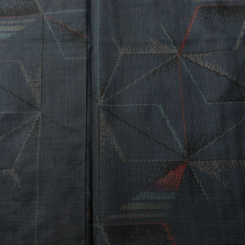 大島紬 証紙あり 正絹 麻の葉柄 袷仕立て 身丈152cm 裄丈62.5cm リサイクル着物 着物 青・紺_画像6