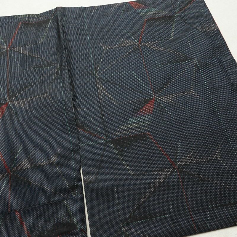 大島紬 証紙あり 正絹 麻の葉柄 袷仕立て 身丈152cm 裄丈62.5cm リサイクル着物 着物 青・紺_画像10