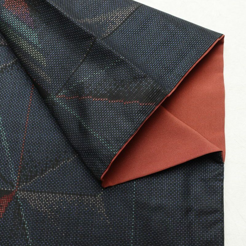 大島紬 証紙あり 正絹 麻の葉柄 袷仕立て 身丈152cm 裄丈62.5cm リサイクル着物 着物 青・紺_画像13