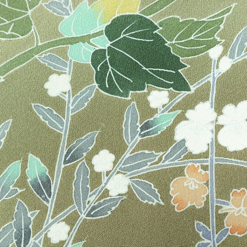 訪問着 良品 落款入り 縮緬 正絹 花柄 袷仕立て 身丈155cm 裄丈63.5cm リサイクル着物 着物 入学式 卒業式 七五三 パーティー お宮参り フォーマル 上品 緑・うぐいす色_画像10