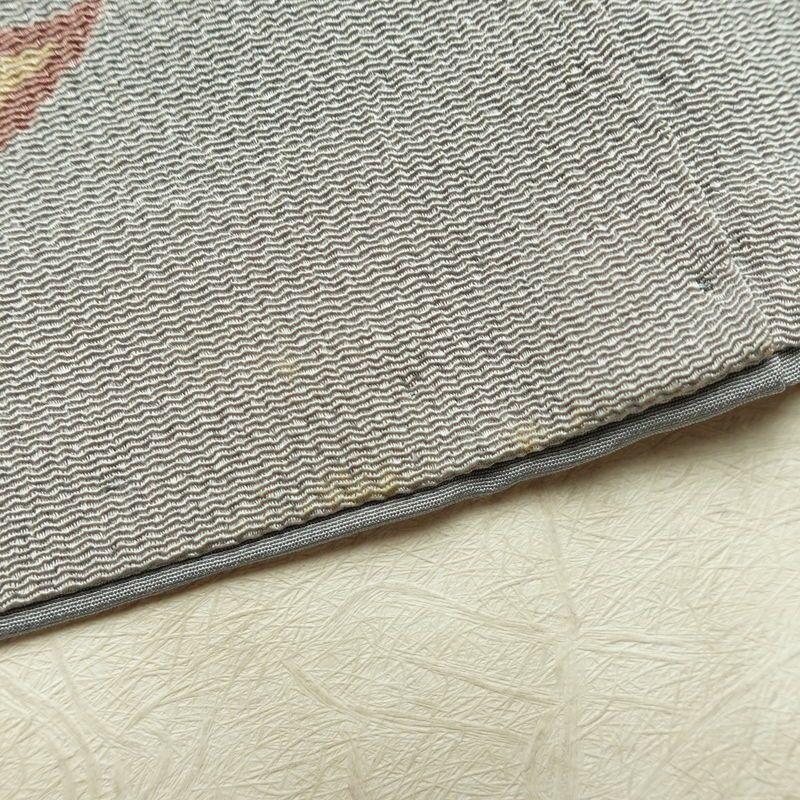 小紋 縮緬 正絹 古典柄 袷仕立て 身丈153.5cm 裄丈63cm リサイクル着物 着物 金彩 グレー_画像19