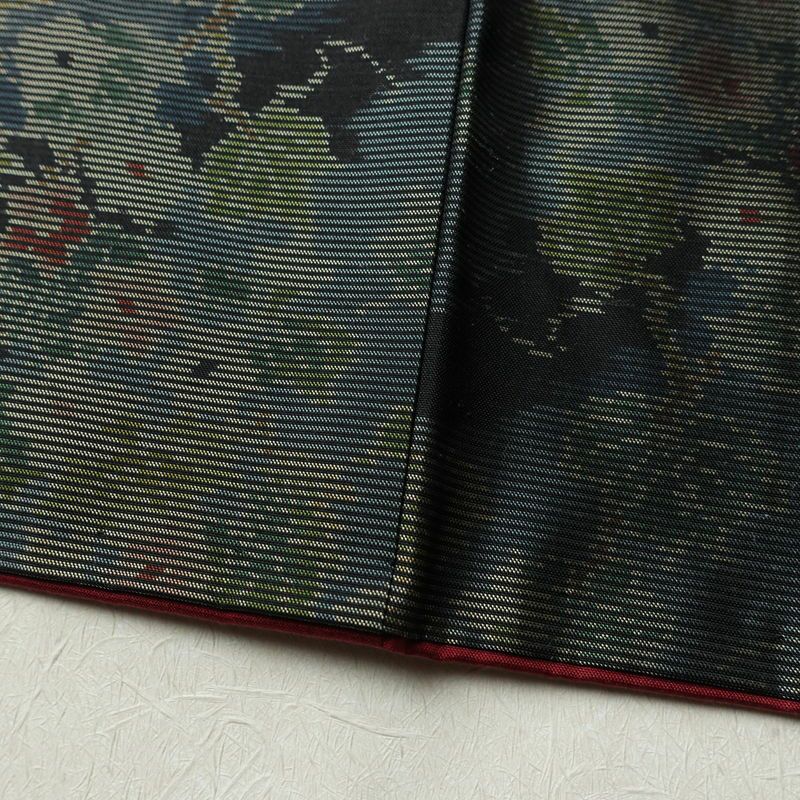 大島紬 証紙なし 正絹 木の葉・植物柄 袷仕立て 身丈154cm 裄丈63cm リサイクル着物 着物 青・紺_画像12