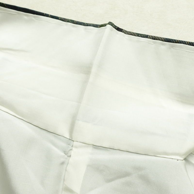 大島紬 証紙なし 正絹 木の葉・植物柄 袷仕立て 身丈154cm 裄丈63cm リサイクル着物 着物 青・紺_画像19