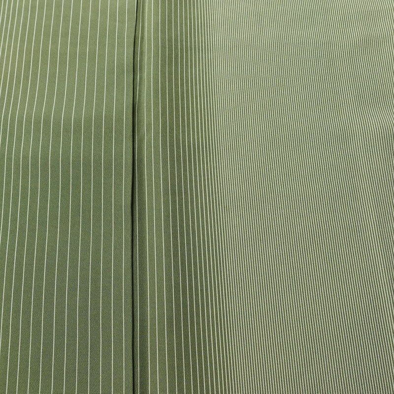 小紋 正絹 縞柄・線柄 袷仕立て 身丈160cm 裄丈67cm リサイクル着物 着物 モダン 緑・うぐいす色_画像6