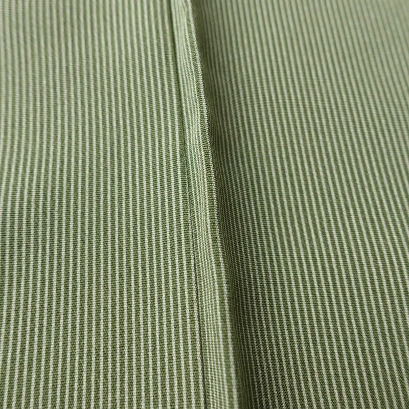 小紋 正絹 縞柄・線柄 袷仕立て 身丈160cm 裄丈67cm リサイクル着物 着物 モダン 緑・うぐいす色_画像11