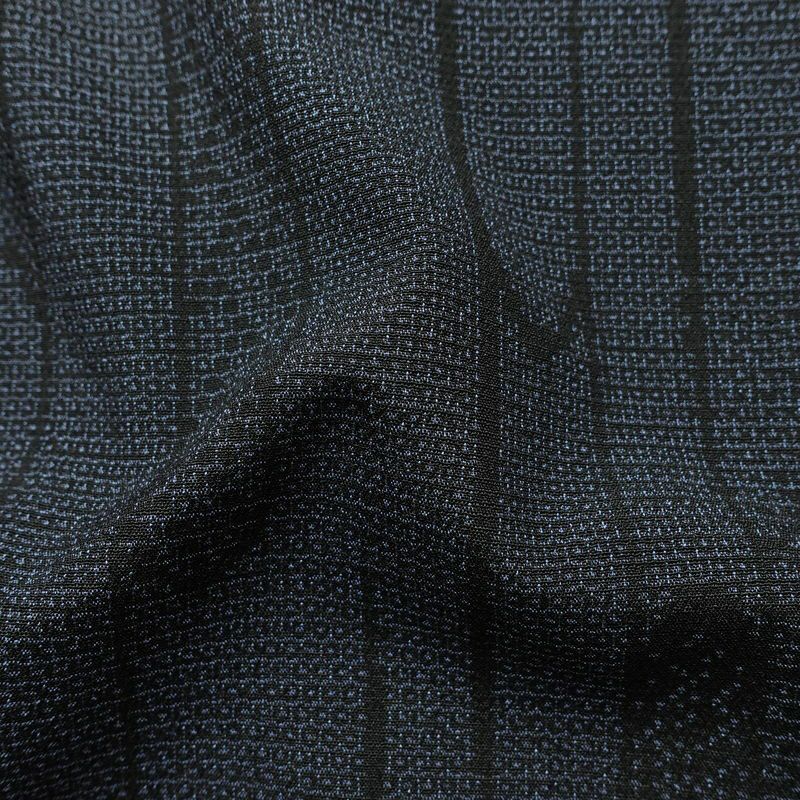 塩沢紬 証紙あり 紬 しつけ糸付き 正絹 古典柄 袷仕立て 身丈162.5cm 裄丈62.5cm リサイクル着物 着物 未使用品 青・紺_画像21