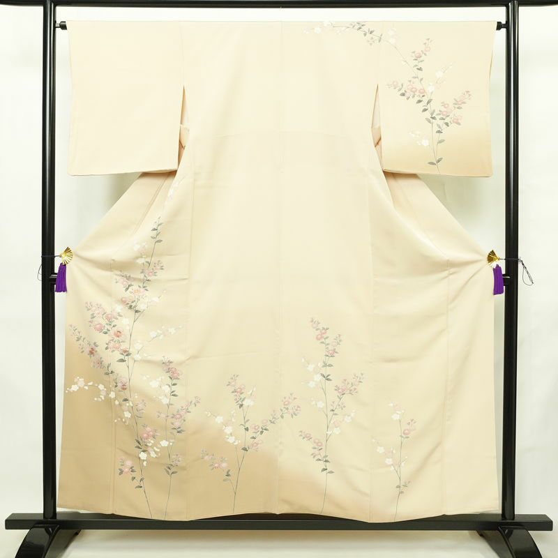 訪問着 辻が花 落款入り 縮緬 絞り 正絹 花柄 袷仕立て 身丈162cm 裄丈