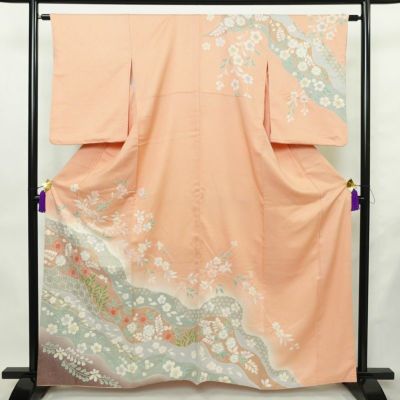 訪問着 良品 正絹 花柄 袷仕立て 身丈162cm 裄丈63cm リサイクル着物 着物 箔 入学式 卒業式 結婚式 七五三 パーティー お宮参り フォーマル 桜 ピンク