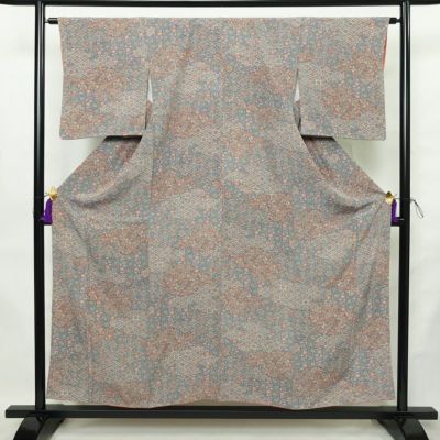 小紋 総柄 正絹 古典柄 袷仕立て 身丈154cm 裄丈63cm リサイクル着物 着物 多色使い