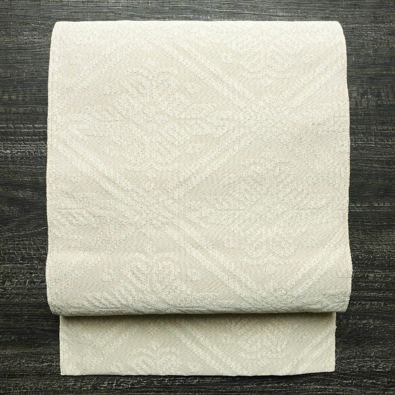 名古屋帯 紬地 六通柄 正絹 風景柄 松葉仕立て 帯 緑・うぐいす色 | 六