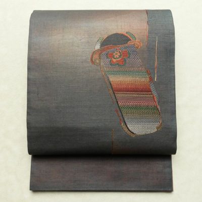 袋帯 太鼓柄 良品 正絹 幾何学柄・抽象柄 リサイクル帯 帯 刺繍 モダン 洒落 多色使い