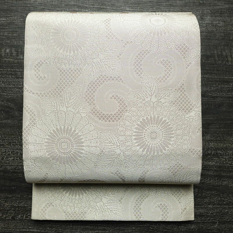 袋帯 六通柄 フォーマル用 正絹 菊 花柄 箔 帯 青・紺 | 六通柄 古着