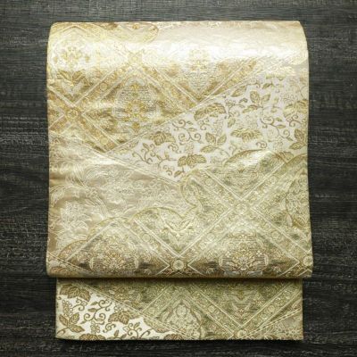 袋帯 六通柄 フォーマル用 正絹 幾何学柄・抽象柄 リサイクル帯 帯 箔 入学式 卒業式 七五三 パーティー お宮参り フォーマル 金・銀